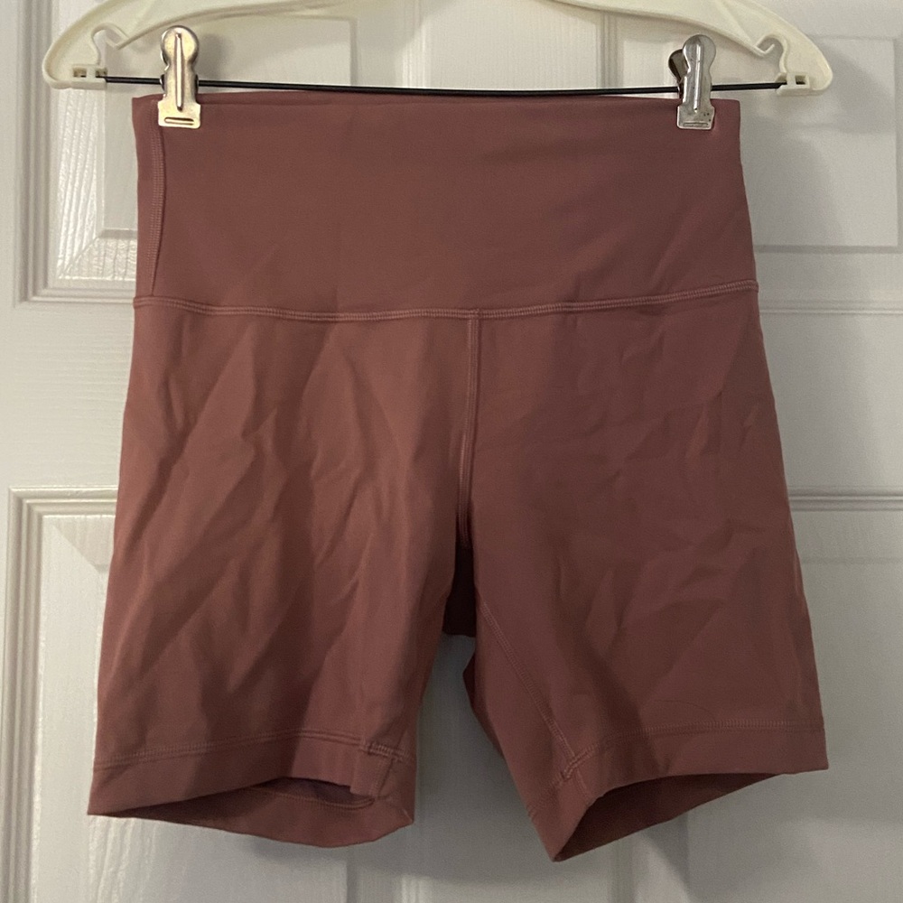 lululemon athletica Pink Tan Bike Shorts High-Waisted Stretchy